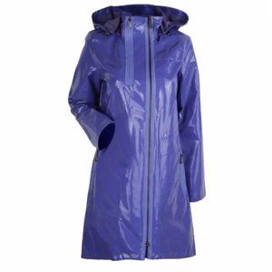 Elie Tahari Purple Hi Low Trench Raincoat Jacket Like New XS